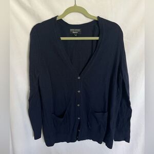 Banana Republic Filpucci Extra Fine Italian Merino Wool Cardigan Navy Blue Sz XL
